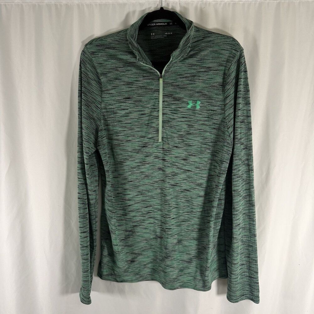 Under Armour 1/4 Zip Jacket Men's Large Fitted Green Lightweight Breathable